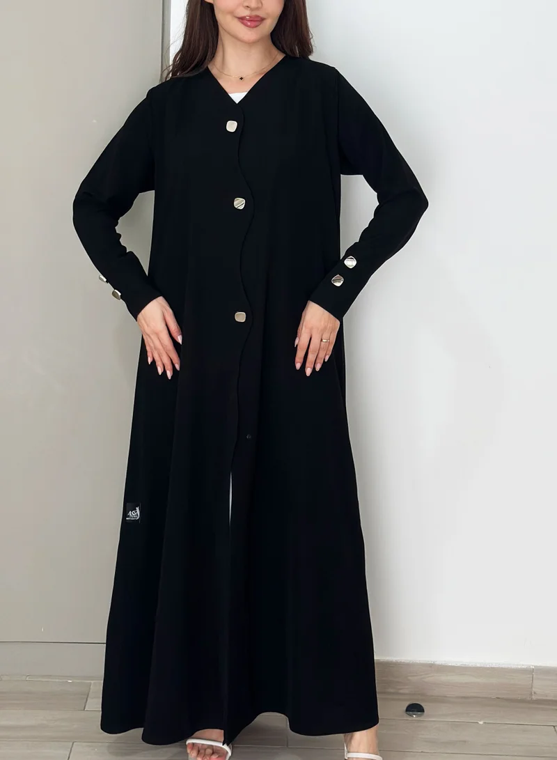 Stylish abaya with Weaving Design with button Style